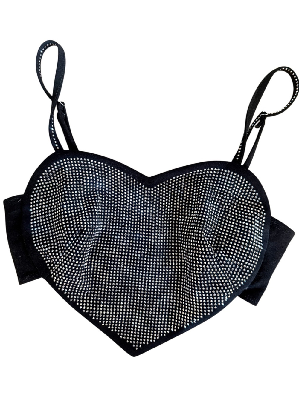 Julia by Love J Black Rhinestone Heart Bralette - Women festival top Sz small